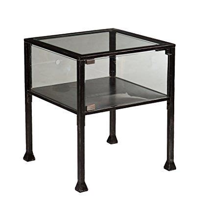 Best for lowlight houseplants and succulents, this sleek end Terrarium Display End Table with Silver Distressing in ...