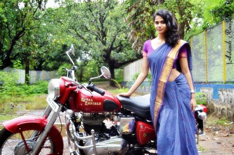 1977 Royal Enfield Bullet Colourfull India Girl Riding Motorcycle