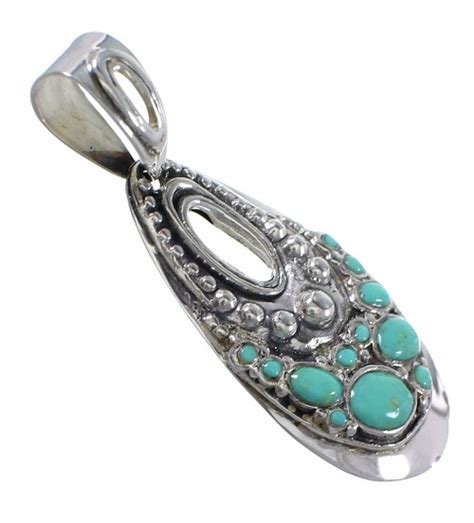 Turquoise And Genuine Sterling Silver Slide Pendant Yx