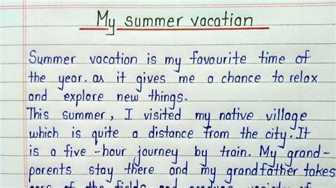 Essay On My Summer Vacation Summer Vacation Essay Youtube Essay Writing Examples Essay