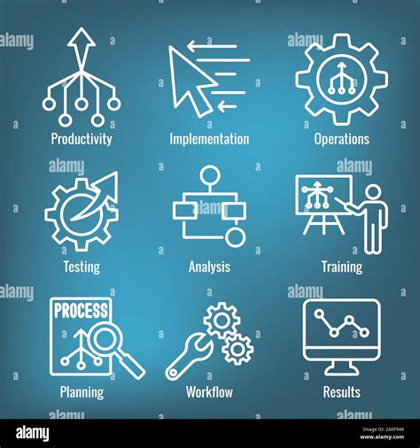 Workflow Efficiency Icon Set With Operations Processes Automation