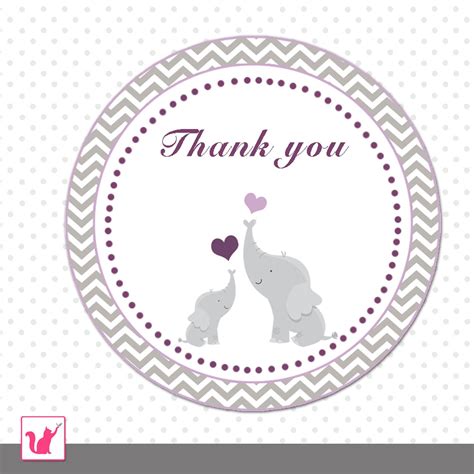 My girls are selling gs cookies this year, so i say thank you in style with our free printable thank you cards and matching envelope templates. INSTANT DOWNLOAD Printable Purple Gray Chevron Cute Elephant Baby Shower Thank You Tag - Polka ...