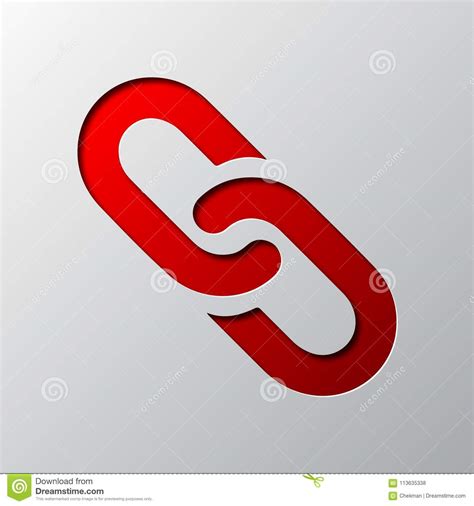 Paper Art Of The Red Chain Link Icon Vector Illustration Stock