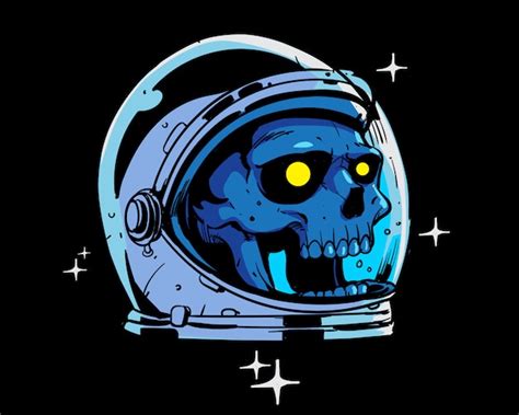 Premium Vector Colored Illustration Skull Astronaut