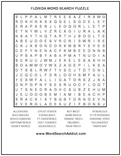 Florida Printable Word Search Puzzle Word Search Addict