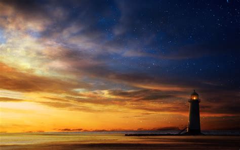 Sunset Pictures Lighthouse Hd Desktop Wallpapers 4k Hd