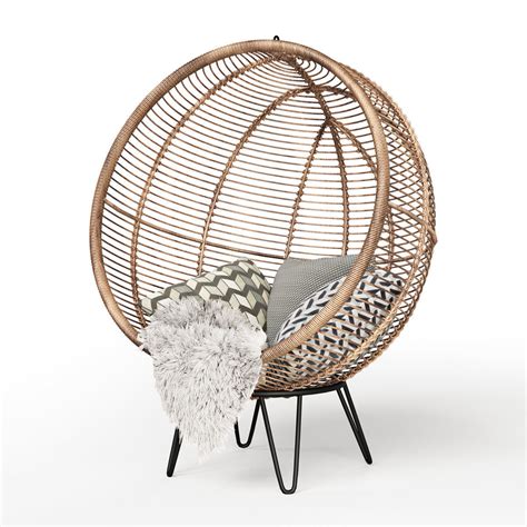 3d Model Round Rattan Cocoon Chair Cgtrader