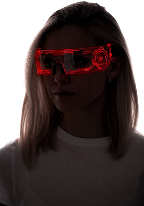 red cyberpunk led visor glasses perfect for cosplay and etsy