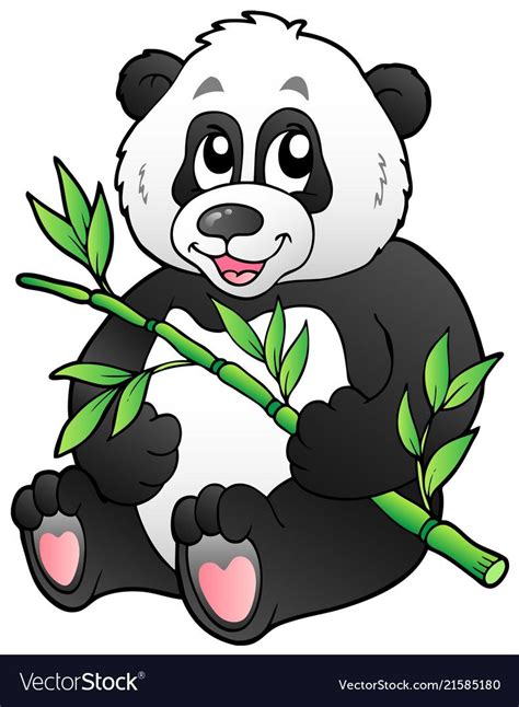 Cartoon Panda Eating Bamboo Vector Illustration Download A Free