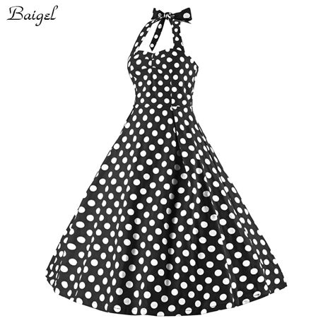 Y2k Polka Dot Halter Vintage Dress 50s 60s Gothic Pin Up Rockabilly Dress Plus Size Robe Femme