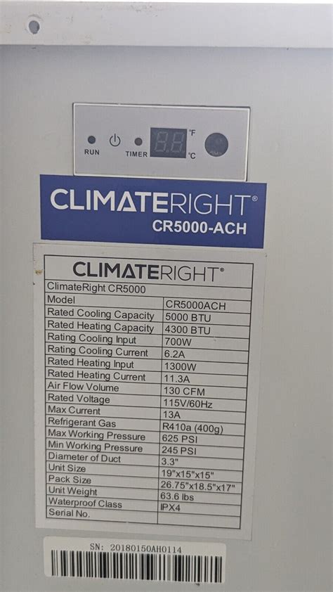 Climateright 5000 Btu Portable Air Conditioner With Heat And