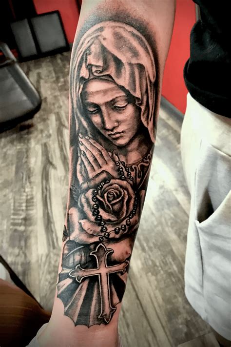 tattoo uploaded by ledja qereshniku virgin mary rose and cross tattoo