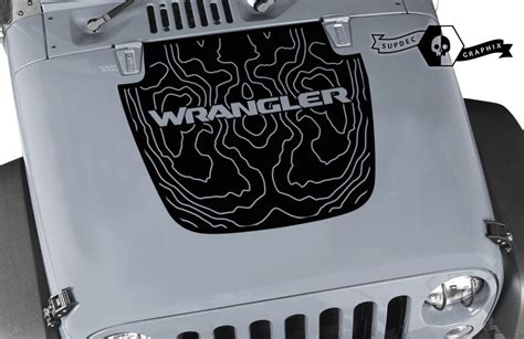 Jeep Wrangler Graphics Kit Vinyl Wrap Decal Blackout Contour Map Hood