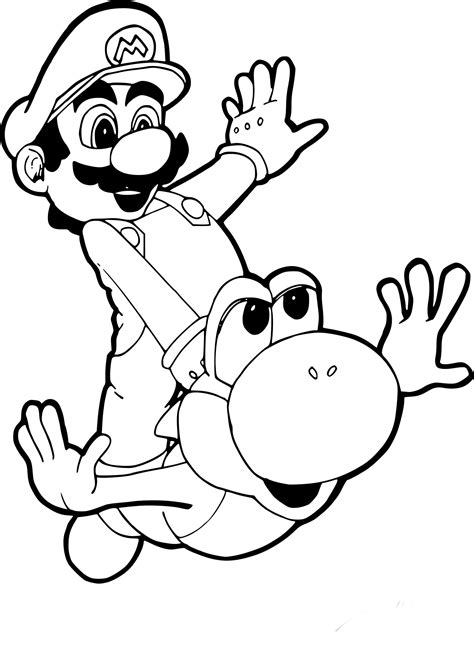 Coloriage Mario Et Yoshi Imprimer