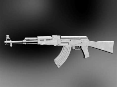 Gun Ak 47 Assault Rifle 3d Model Ma Mb 123free3dmodels