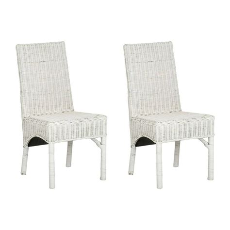 Safavieh Sommerset White Wicker Dining Side Chairs Set Of 2 Walmart