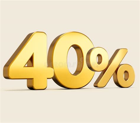 3d Rendering Of Golden Number Forty Percent Isolated On Beige