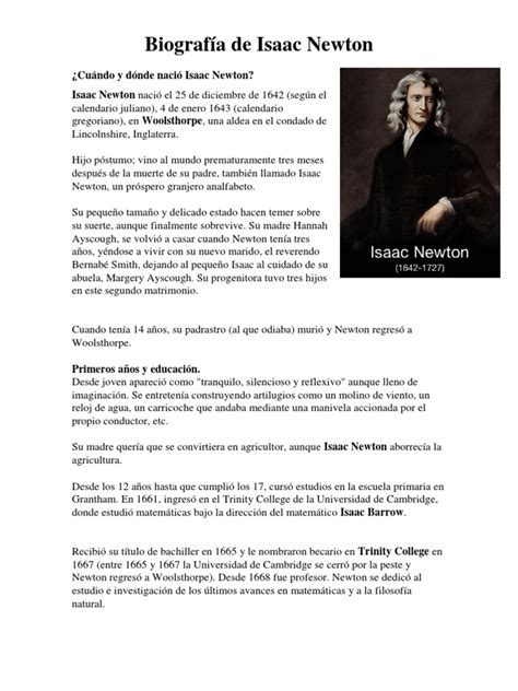 Biografía De Isaac Newton ¿cuándo Y Dónde Nació Isaac Newton Isaac