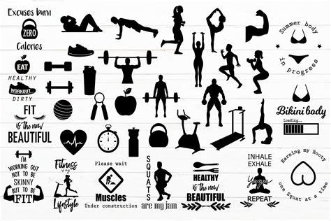 gym and workout bundle svg gym quotes yoga motivational svg 614348 cut files design bundles