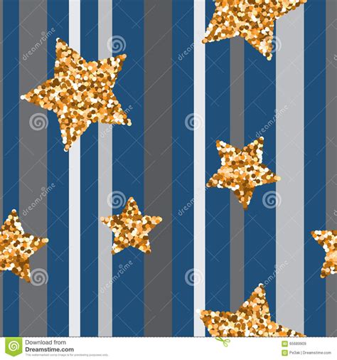 Seamless Pattern With Gold Glitter Stars Stock Vector Illustration Of