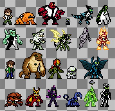 Ben 10 Sprites Now With Alien Force In 2023 Pixel Art Characters