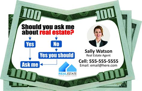 Ask Me About Real Estate Bill Board Money Drop Cards