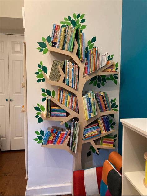 Tree Design Shelves For Books Bookshelf Wall Art Wooden Tree Shaped