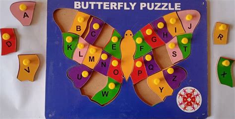 Spacci Educational Wooden Butterfly Abcd Letters Puzzle Board Toy