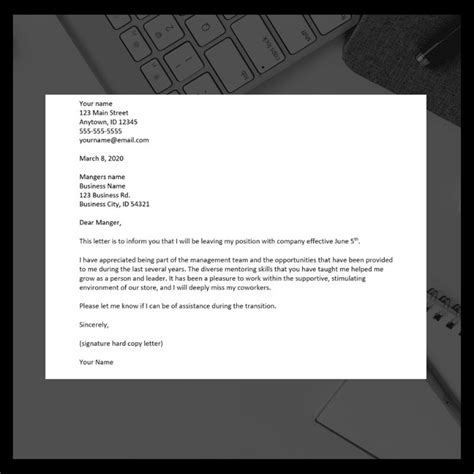 Resignation Letter Template Simple Professional Letter Etsy