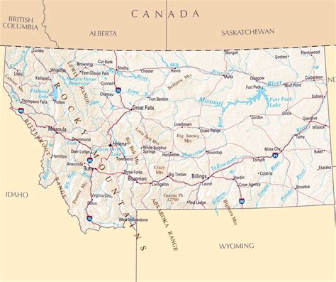 Large Map Of Montana State With Roads Highways Relief And Major