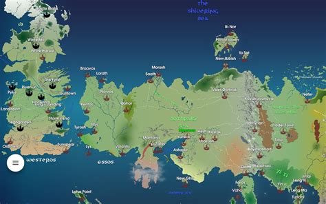 The series takes place on the fictional continents of westeros and essos. Games Of Thrones Map | World Map 07