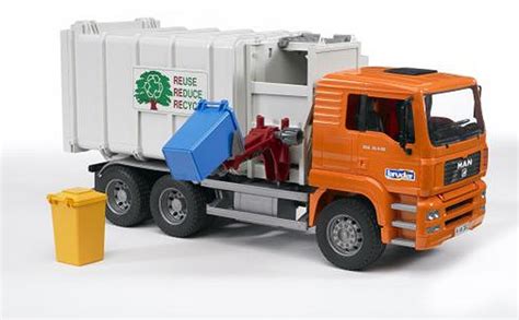 Br 116 Man Side Loading Garbage Truck Orange 240 02761 Bruder Toys