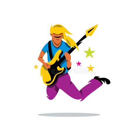 Vector Rock Guitarist Cartoon Illustration Stock Vector Illustration