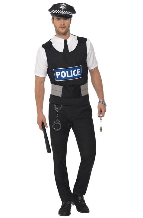 Instant Policeman Uniform Costume Mens Police Officer Fancy Dress