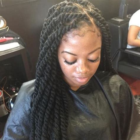 Super Neat Twists With A Side Part Marley Hair Hair Inspiration
