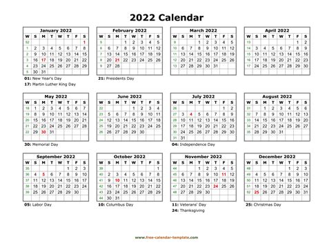 Printable Calendars Free 2022 Printable Calendar 2023