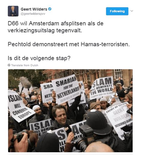 dutch far right leader geert wilders tweets a fake image of a rival with a ‘shariah for the