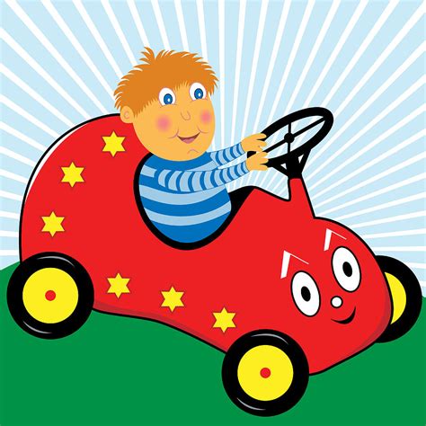 Cartoon Boy Driving Car Digital Art By Toots Hallam