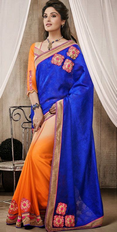 usd 51 89 blue brasso half and half party wear saree 43256 half saree lehenga sari bridal