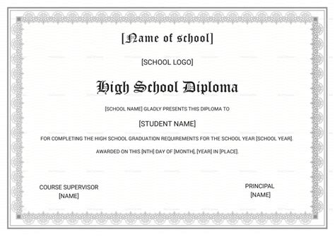Diploma Completion Certificate For High School Design Template In Psd Word