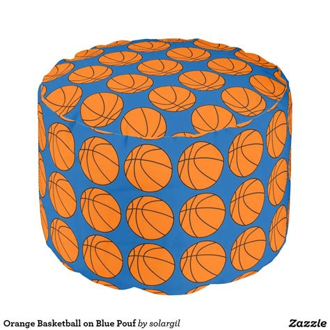 Orange Basketball On Blue Pouf Pouf Basketball Ts Blue