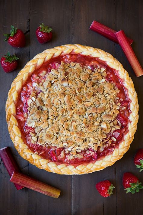 Strawberry Rhubarb Pie With Almond Crumble Cooking Classy