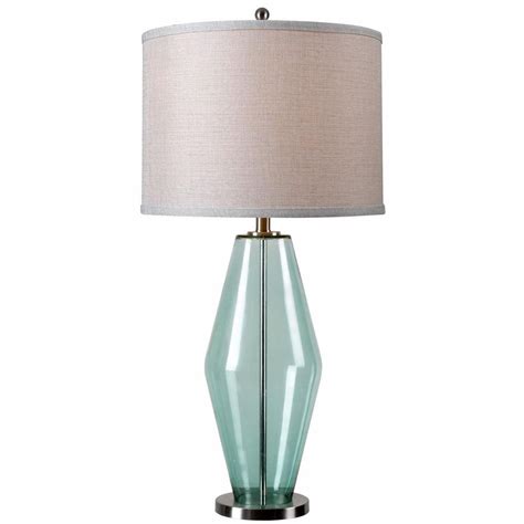 Azure 31 In Teal Glass Table Lamp 32315teal The Home Depot