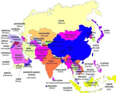 Asia Mapa Países Y Capitales Globo Terraqueo Interactivo