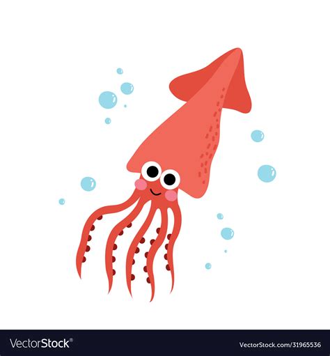 Squid Animal Cartoon Character Royalty Free Vector Image