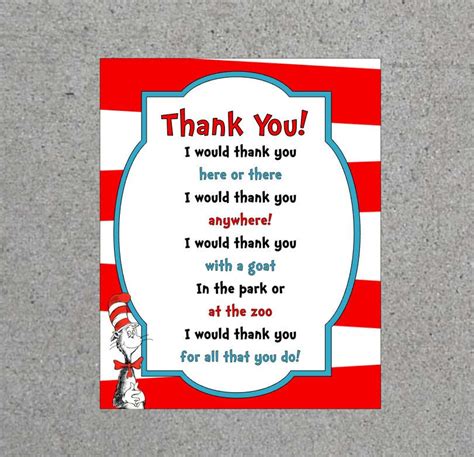 Dr Seuss Thank You Sign Teacher Appreciation End Of The Year