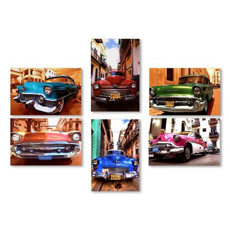 Trademark Fine Art Classic Cars 6 Piece Canvas Wall Art Set