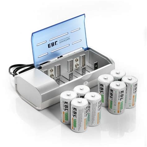 Ebl 8 Pack 10000mah R20 Size D Battery Battery Charger For Aa Aaa C D
