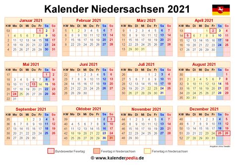 Free printable three months at a glance 2021 pdf calendar template is available with big boxes and the us holidays in. Kalenderblatt 2021 Niedersachsen : Kalender 2021 ...