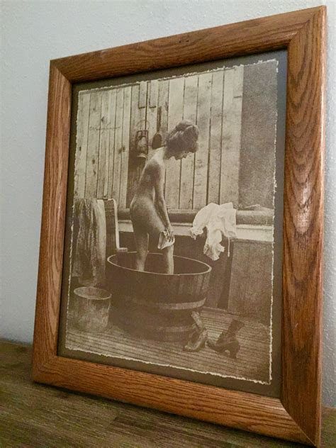 Vintage R Hendrickson Woman Washing In Old Tub Vintage Sepia Print